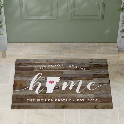 Vermont Home State Personalized Wood Kijk uit Deurmat
