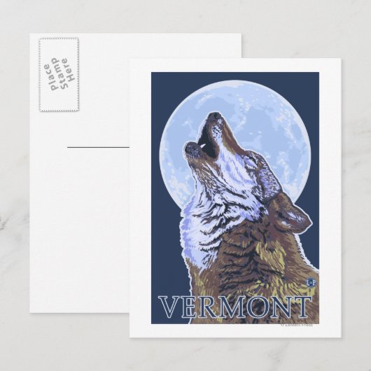 Vermont-Howling Wolf Briefkaart (Voorkant / Achterkant)