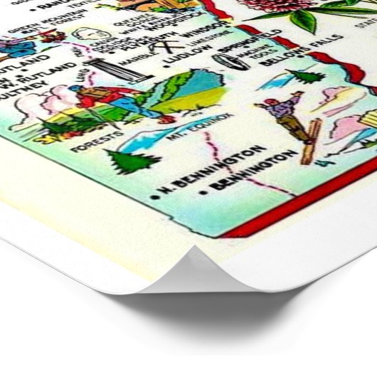  Vermont kaart afdrukken Poster (Hoek)