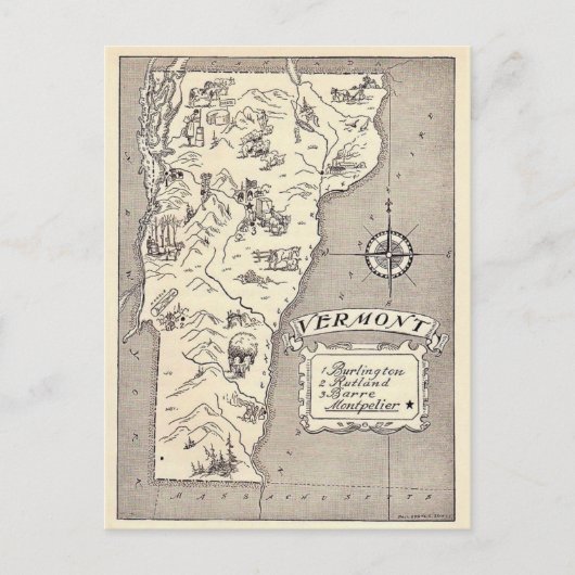 Vermont kaart ansichtkaart (Voorkant)