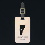 Vermont kaart bruiloft Bagagelabel, aangepaste cad Bagagelabel<br><div class="desc">Deze staatsbagagelabels maken de perfecte trouwcadeautjes labels of welkome tas labels. Stropdas het aan je cadeau in plaats van een typisch label voor papieren cadeaus, en ze kunnen het nog maanden en jaren gebruiken. Labels hebben een perzikabrikozenachtergrond. Om het hart bij de trouwplaats te plaatsen, gebruik de "pas verder"optie aan....</div>