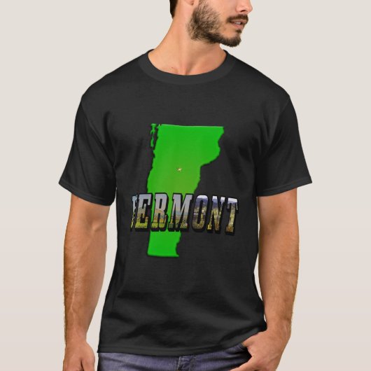 Vermont kaart overzicht en Afbeelding tekst T-shirt (Voorkant)