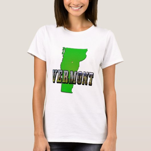 Vermont kaart overzicht en Afbeelding tekst T-shirt (Voorkant)