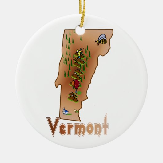Vermont kerstboomversiering keramisch ornament (Voorkant)