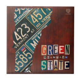 Vermont Licence Bord Map Ceramic Tile Tegeltje