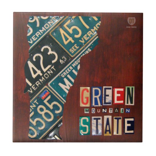 Vermont Licence Bord Map Ceramic Tile Tegeltje (Voorkant)