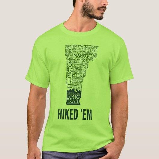 Vermont Long Trail Hiked T-Shirt (Groene Logo) (Voorkant)
