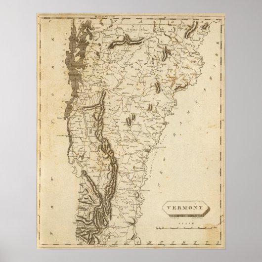 Vermont Map door Arrowsmith Poster (Voorkant)