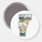 Vermont Map of Burlington Killington VT State Magneet (Voorkant / Achterkant)