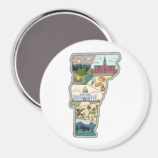 Vermont Map of Burlington Killington VT State Magneet (Voorkant / Achterkant)