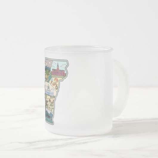 Vermont Map of Burlington Killington VT State Matglas Koffiemok (Voorkant rechts)