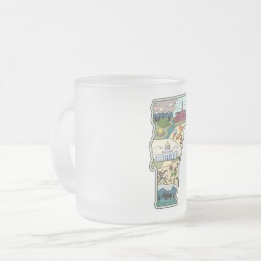 Vermont Map of Burlington Killington VT State Matglas Koffiemok (Voorkant links)