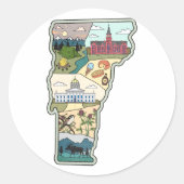 Vermont Map of Burlington Killington VT State Ronde Sticker (Voorkant)