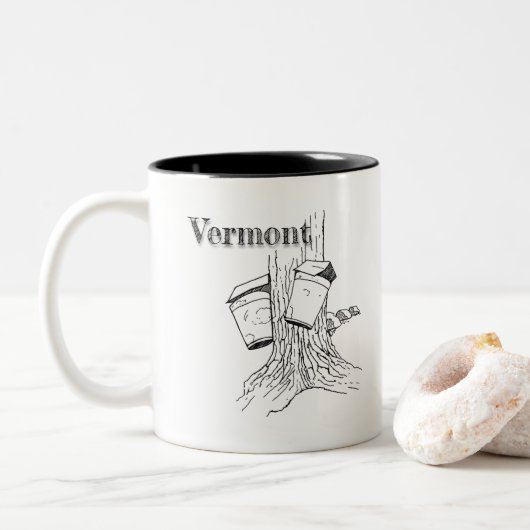 Vermont Maple Trees Tweekleurige Koffiemok (Met donut)