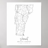 Vermont Minimal Street Map Poster (Voorkant)