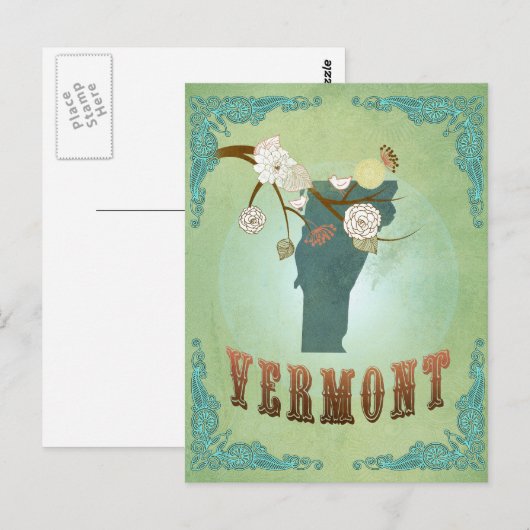 Vermont Modern staat kaart - Groen (Voorkant / Achterkant)