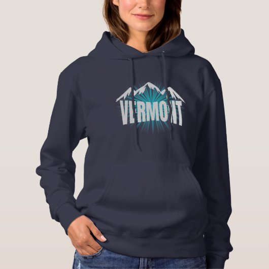 Vermont Mountain Blue Sky Cool VT Mountains Winter Hoodie (Voorkant)