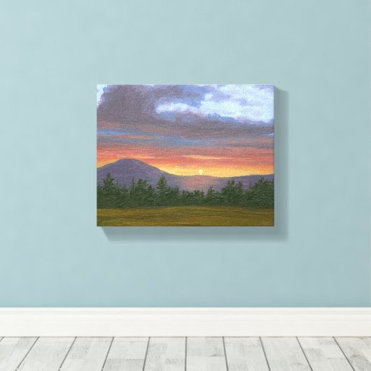 Vermont Mountain Sunset Landschap Canvas Print (Insitu (Houten vloer))