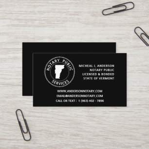 Vermont Notary Public Services Visitekaartje