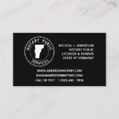 Vermont Notary Public Services Visitekaartje (Voorkant)