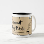 Vermont Notional Public Scroll Feather Quill Tweekleurige Koffiemok (Voorkant rechts)