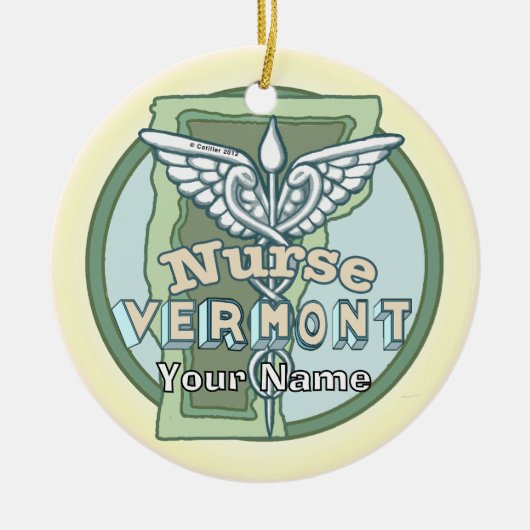 Vermont Nurse Caduceus Keramisch Ornament (Voorkant)