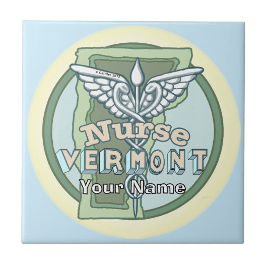 Vermont Nurse Caduceus Tegeltje (Voorkant)