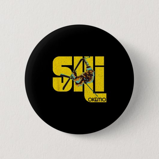 Vermont Okemo Mountain Ski Ronde Button 5,7 Cm (Voorkant)