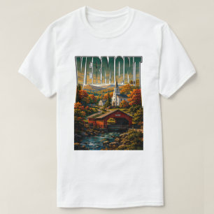 Vermont Overdekte Brug Herfst Berg Schoonheid T-shirt