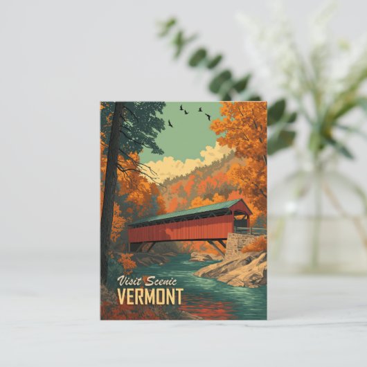  Vermont overdekte brug reizen Briefkaart (Staand voorkant)