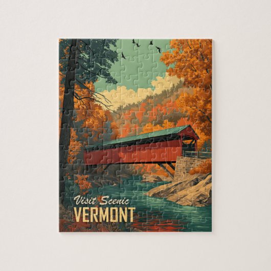  Vermont overdekte brug reizen Legpuzzel (Verticaal)