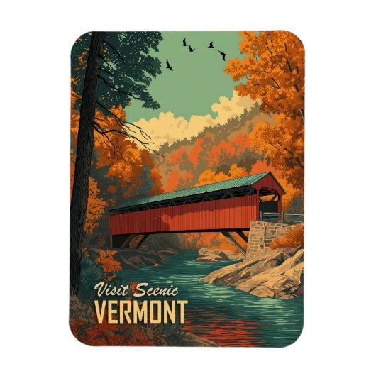 Vermont overdekte brug reizen Magneet (Verticaal)