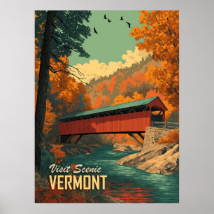  Vermont overdekte brug reizen Poster