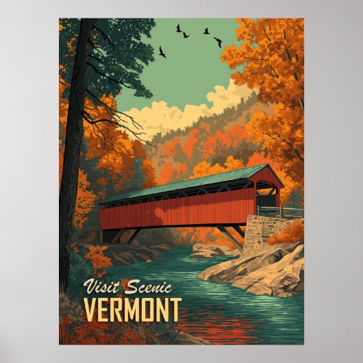  Vermont overdekte brug reizen Poster (Voorkant)