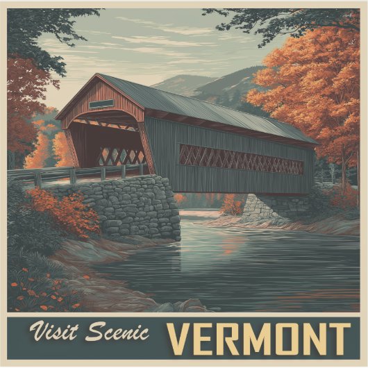 Vermont overdekte brug reizen Sticker (Voorkant)