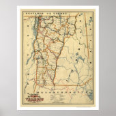 Vermont Railroad & Town Map 1896 Poster (Voorkant)