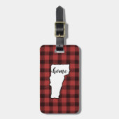 Vermont | Red & Black Buffalo Plaid Home State Bagagelabel (Voorkant verticaal)