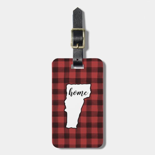 Vermont | Red & Black Buffalo Plaid Home State Bagagelabel (Voorkant verticaal)