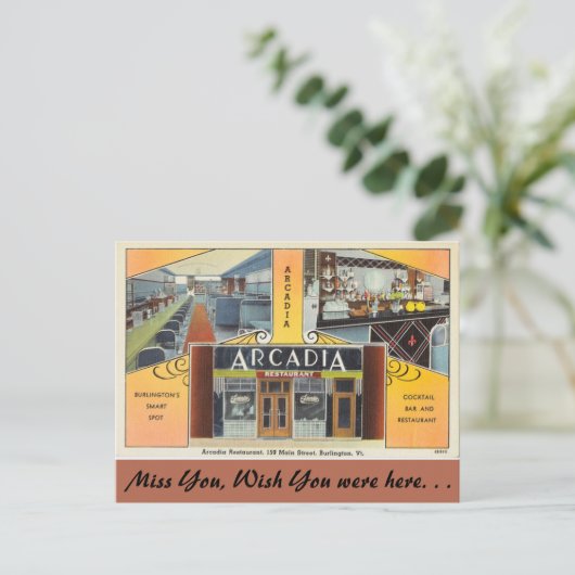 Vermont, restaurant Arcadia, Burlington Briefkaart (Staand voorkant)