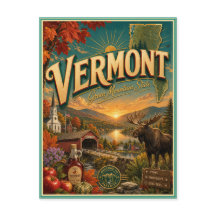 Vermont Retro Reis Souvenir Prentbriefkaart