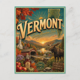 Vermont Retro Reis Souvenir Prentbriefkaart Briefkaart