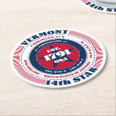 Vermont rood wit blauw typografie ronde kartonnen onderzetter (Gebogen)