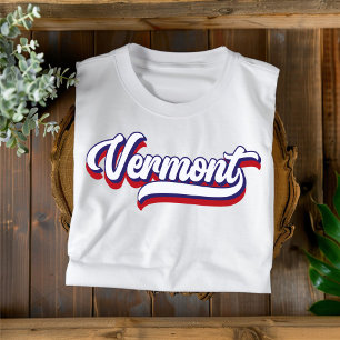 Vermont Rood Wit en Blauw  Script T-shirt