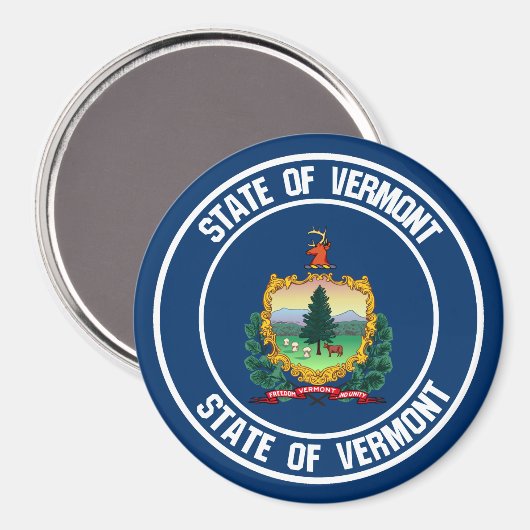 Vermont Round Emblem Magneet (Voorkant / Achterkant)