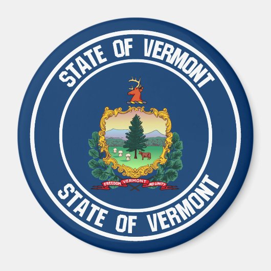 Vermont Round Emblem Magneet (Voorkant)