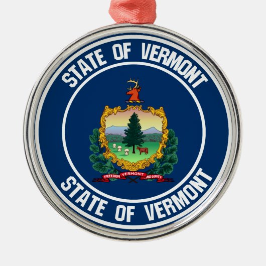 Vermont Round Emblem Metalen Ornament (Voorkant)