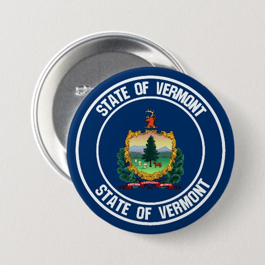 Vermont Round Emblem Ronde Button 7,6 Cm (Voorkant /achterkant)