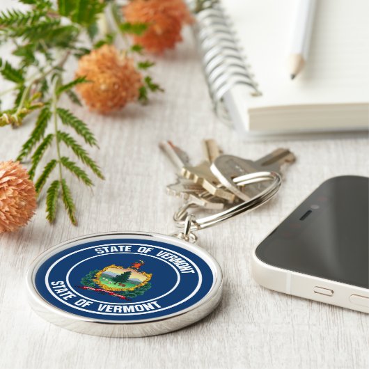 Vermont Round Emblem Sleutelhanger (Zijkant)