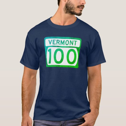 Vermont Route 100 road sign (wethered) T-Shirt (Voorkant)