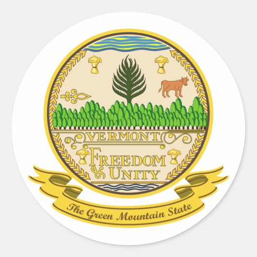 Vermont Seal Ronde Sticker (Voorkant)